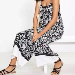 Loft Vine Crossback Strappy Jumpsuit Black and White Wide Legs